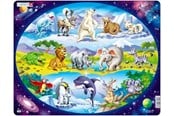 Puslespill - Larsen Puzzles Maxi Animals Around the World 15 pcs Puzzle - LA-NM6
