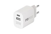 Mobil - Adaptere og ladere - Vivanco Fast GaN 30W 1xUSB-C PD/ USB-A Home Charger White - 64338