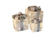 Dekorasjon - NORDIC WINTER Christmas gifts w/lights - set of 3 pcs - white - 780-051