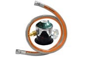 Grill & Tilbehør - cozze Regulator w/manometer 30 BAR DK-NO-FI-IS 1.1M Steel flex hose Safety manometer for "leak" test. Easy 1/4" thread mounting. - 90800