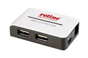 USB-hub - Roline USB 2.0 Hub "Black and White" USB-hub - 4 porter - Grå - 14.02.5013