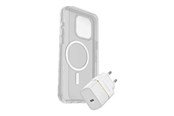 Mobil - Deksel og etui - OtterBox KIT Apple iPhone 15 Pro Max (Symmetry Clear MagSafe / Premium Glass AM / EU USB-C Wall Charger 30W - white) - 78-81248