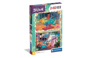 Puslespill - Clementoni Disney Stitch Super Colour Puzzle (2x60) - 24822