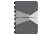Blokker & Notisbøker - Leitz Office Notebook A5 squared wirebound with cardboard cover grey - 44581085