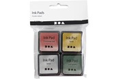 Hobbyartikler - Creativ Company - Stamping ink Gold/Lime Green/Christmas Red/Silver 4 pcs. - 285344