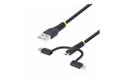 USB - StarTech.com 3.3ft USB Multi Charging Cable Lightning/Micro-USB/Type-C - USB cable kit - 1 m - RLTCUB1MBK