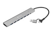USB-hub - Sandberg 7-Port Type-A USB3.0 Hub USB-hub - USB 3.0 - 7 porter - Sølv - 136-66