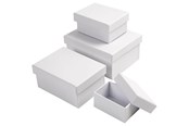 Arts & Crafts - Tilbehør - Creativ Company - Rectangular Boxes White with Lid 4 pcs. - 264050