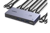 KVM-switch - UGREEN 8K HDMI KVM Switch 4 USB 3.0 Ports (3 USB-A + 1 USB-C) 2 HDMI Cables 2 USB Cables and Controller - 25961-UG