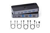 KVM-switch - UGREEN HDMI KVM Switch 2 In 1 4K@60Hz USB 3.0 Switch (3*USB 3.0+ USB C) 2 USB Cables and 2 HDMI Cables - 15707-UG