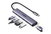 Dokkingstasjon - UGREEN 5-in-1 USB-C to 1*USB.3.0+2*USB.2.0+HDMI Hub with USB-C Power Supply - 15495-UG