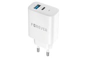 Mobil - Adaptere og ladere - Forever 30W charger 1 x USB-C PD & 1 x USB-A QC white - GSM172201