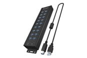 USB-hub - ICY BOX IB-HUB1720-U3 USB-hub - USB 3.2 - 20 porter - Svart - IB-HUB1720-U3