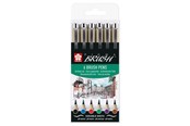 Kreative leker - Sakura Pigma Brush Set Case 6 Basic Colors - POXSDKBR6