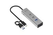 USB-hub - I-Tec Universal Charging Metal HUB 2xUSB-C + 2x USB-A Port + Power Delivery 85W USB-hub - 4 porter - Sølv - CAHUBMETAL2A2CPD