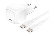 Mobil - Adaptere og ladere - Belkin BoostCharge power adapter - compact - 24 pin USB-C - 20 Watt - with USB-C cable (1m) - WCA009KQ1MWH-B6