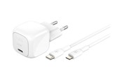 Mobil - Adaptere og ladere - Belkin BoostCharge power adapter - compact - 24 pin USB-C - 30 Watt - with USB-C to Lightning cable (1m) - WCA008KQ1MWH-B5