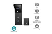 Smarthus - Nedis SmartLife Video Doorphone Wi-Fi Battery 3MP Full HD 1296p Cloud Storage (option) / microSD (not included) IP44 With motion sensor Night vision Black - WIFICDP21BK