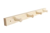 Beslag & Hengsler  - Home>it Coat rack 4 hooks pine wood natural RETRO - 12302