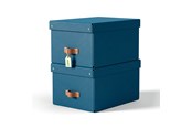 Arkivering & Oppbevaring - Leitz Puro oppbevaringsboks med lokk, medium, 17L, 100 % resirkulert kartong, pakke med 2, mørk blå - 61490068