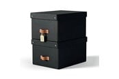 Arkivering & Oppbevaring - Leitz Puro oppbevaringsboks med lokk, medium, 17L, 100 % resirkulert kartong, pakke med 2, sort - 61490095