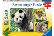 Puslespill - Ravensburger Panda Lion And Tiger 3x49p - 05666