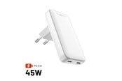 Mobil - Adaptere og ladere - FIXED Slim Travel Charger 2x USB-C 45W EU/UK/USA/AUS White - FIXCG45S-2CD-WH
