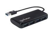 USB-hub - IC INTRACOM Manhattan USB-A 4-Port Hub 4x USB-A Ports 5 Gbps (USB 3.2 Gen1 aka USB 3.0) Bus Power SuperSpeed USB Black Three Year Warranty Box USB-hub - 4 porter - Svart - M164900