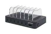Kamerabatteri & Batterigrep - IC INTRACOM Manhattan Charging Station 6x USB-A Ports Outputs: 6x 2.4A Smart IC LED Indicator Lights Black Three Year Warranty Box - M102254