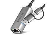Nettverksadapter - AXAGON Gigabit Ethernet Adapter USB-C+ USB-A - ADE-TXCA