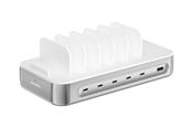 Nettbrett - Adaptere og ladere - 4smarts Charging station Team 100W 1x USB-A port 5x USB-C ports includes 6 cables silver - 541281