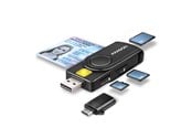 Flashminneadapter - AXAGON USB Smart Card / ID Card & SD / microSD / SIM Card PocketReader - CRE-SMP2A