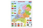 Puslespill - Selecta Play - Larsen Jigsaw Puzzle Map of the Netherlands with Provinces and Flags 48 pcs. - LA-K53-NL