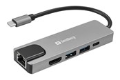Dokkingstasjon - Sandberg USB-C 5-in-1 Travel Dock - 336-99