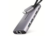 USB-hub - AXAGON Combo 6-in-1 USB-C 10 Gbps HUB USB-hub - USB 3.2 - 6 porter - Sølv - HMC-6G2L
