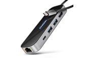 USB-hub - AXAGON Glass 6-in-1 USB-C 5 Gbps Hub USB-hub - USB 3.2 - 6 porter - Svart - HMC-6GLN