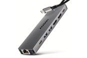 USB-hub - AXAGON Dual 4K Display USB-C 5 Gbps 7-in-1 HUB USB-hub - USB 3.2 - 7 porter - Grå - HMC-7HX2