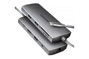 USB-hub - AXAGON SuperSpeed USB-C Hub USB-hub - USB 3.2 - 9 porter - Grå - HMC-8HLSA