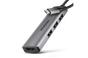 USB-hub - AXAGON Starter 4-in-1 USB-C 5 Gbps Hub with HDMI and 3 USB-A USB-hub - USB 3.2 - 4 porter - Sølv - HMC-H3A