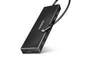 USB-hub - AXAGON SuperSpeed USB-C Flat Hub with 30 cm Cable USB-hub - USB 3.2 - 7 porter - Svart - HUE-F7C