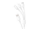 USB - Dudao USB C / micro USB / Lightning 480Mb/s 6A 1.2m - white - 6973687244606