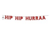Hobbyartikler - SCANSEASON Guirlande HIP HIP HURRA rød glitter - 100358