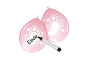 Leketøy - Folat BV - Writable Balloons Birth Girl 6 pcs. - 08591
