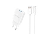 Mobil - Adaptere og ladere - Dudao A4EU USB-A 2.1A wall charger - white + USB-A - micro USB cable - 6976625331963