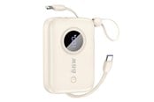 Nødlader - Dudao K14 10000mAh power bank with USB-C / Lightning cables - beige Nødlader - Beige - 10000 mAh - 6977196681556