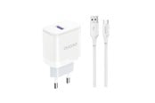 Mobil - Adaptere og ladere - Dudao A20EU USB-A 18W wall charger - white + USB-A - USB-C cable - 6976625332007