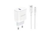 Mobil - Adaptere og ladere - Dudao A20EU USB-A 18W network charger - white + USB-A - Lightning cable - 6976625331994
