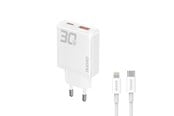 Mobil - Adaptere og ladere - Dudao GaN A30EUL 30W USB-A / USB-C Wall Charger + USB-C - Lightning Cable - White - 6976625332816