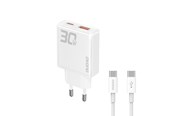 Mobil - Adaptere og ladere - Dudao GaN  A30EUT 30W USB-A / USB-C Wall Charger + USB-C - USB-C Cable - White - 6976625332809