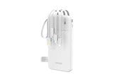 Nødlader - Dudao K11 10000mAh Powerbank with Built-in Cables - White - 10000 mAh - 6977196681860